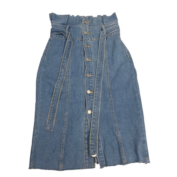 SHEIN Dresses & Skirts - 2/$25 High tie wasted paperbag Jean skirt with buttons
